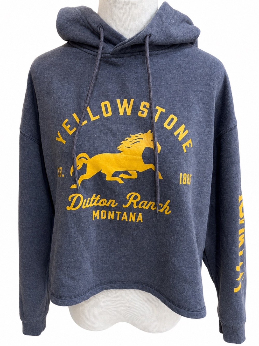 Wrangler Navy Hoodie with Yellow Yellowstone Graphic